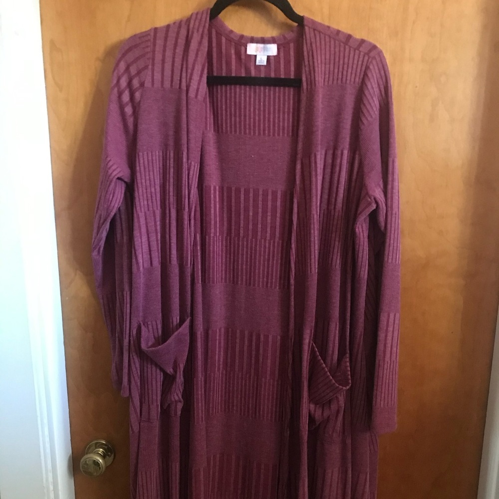 LuLaRoe Sarah Cardigan Wine Large Like new